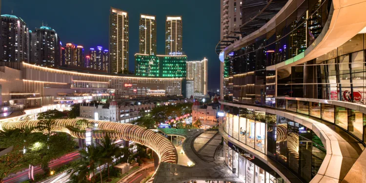 A view of the Jakarta skyline from Central Park Mall