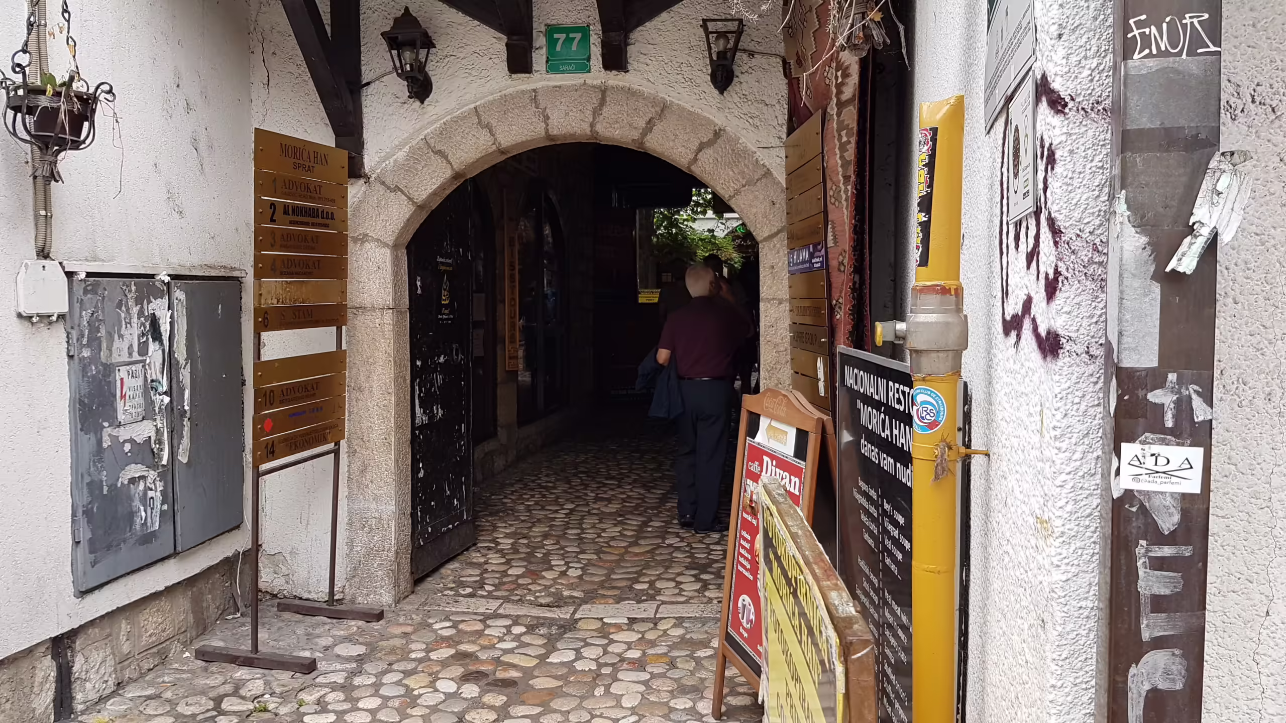 Entrance to Morića Han, the last fully preserved caravanserai in Sarajevo
